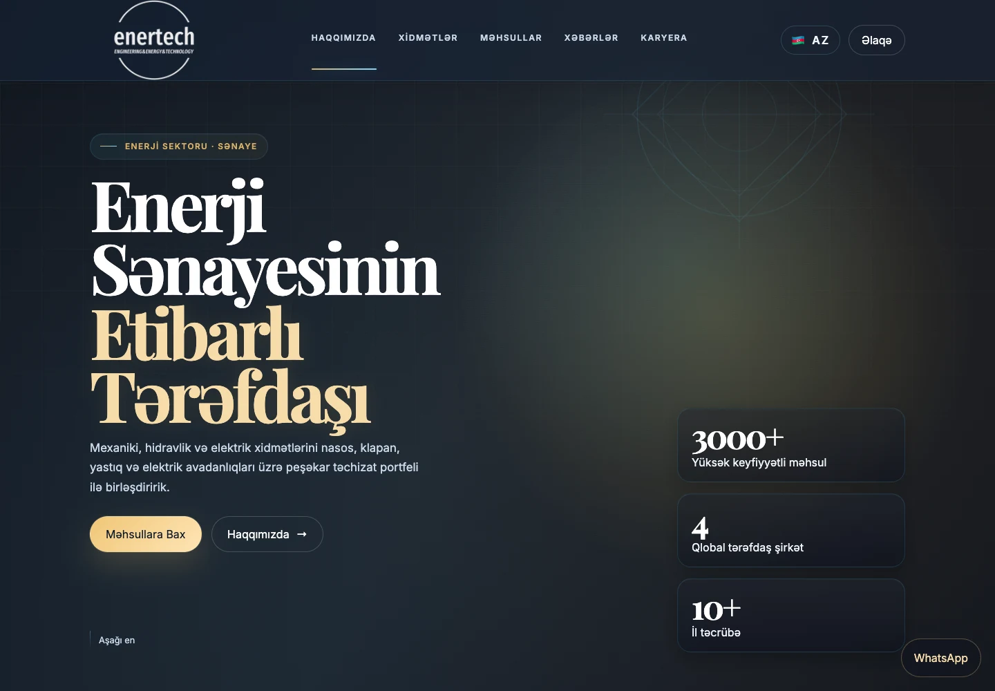 Real EnerTech Engineering website presenting industrial services and equipment